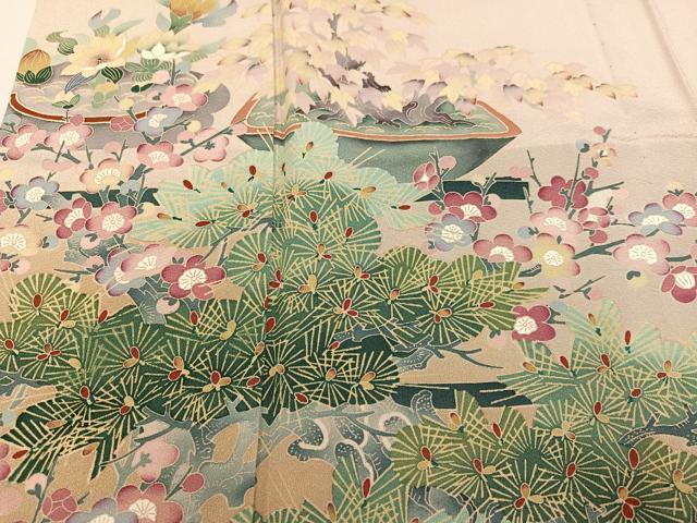 平和屋着物●豪華色留袖 胴抜き仕立て 友禅 作家物 草花文 正絹 逸品 AABA1313ph