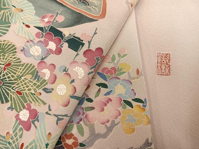 平和屋着物●豪華色留袖 胴抜き仕立て 友禅 作家物 草花文 正絹 逸品 AABA1313ph
