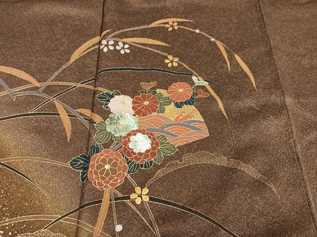 平和屋着物●訪問着 草花文 暈し染め 金彩 正絹 逸品 AABA1319ph