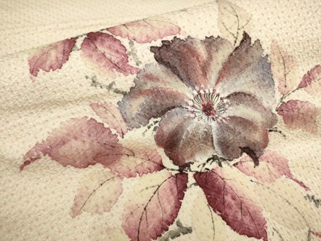 平和屋着物▼太鼓柄袋帯 手描き 絞り 枝花文 正絹 逸品 AABA1678wj