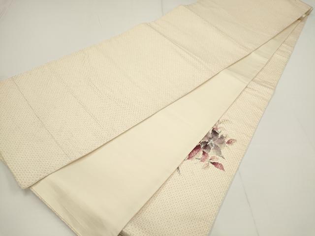 平和屋着物▼太鼓柄袋帯 手描き 絞り 枝花文 正絹 逸品 AABA1678wj