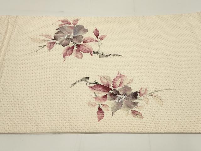 平和屋着物▼太鼓柄袋帯 手描き 絞り 枝花文 正絹 逸品 AABA1678wj