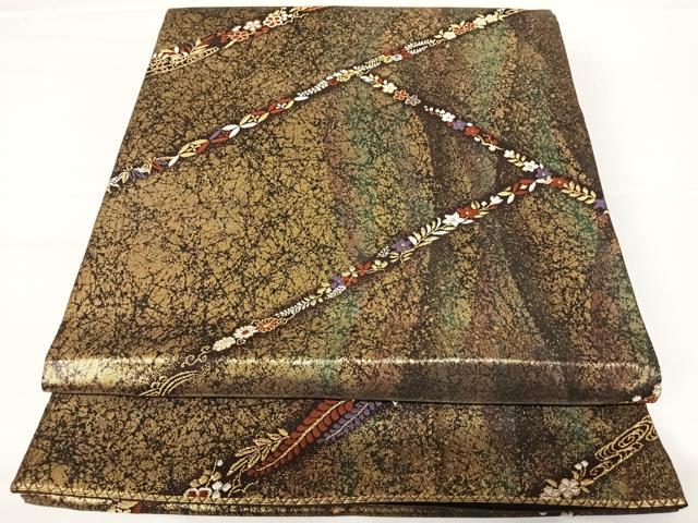 平和屋着物◎六通柄袋帯 花譜芳香文 金糸 正絹 逸品 AABA1968yx