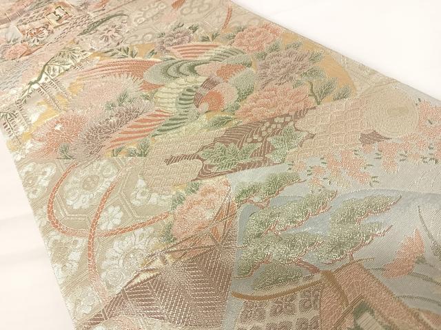 平和屋着物◎900織特選佐賀錦 六通柄袋帯 花鳥文 金銀糸 正絹 逸品 AABA2029yx