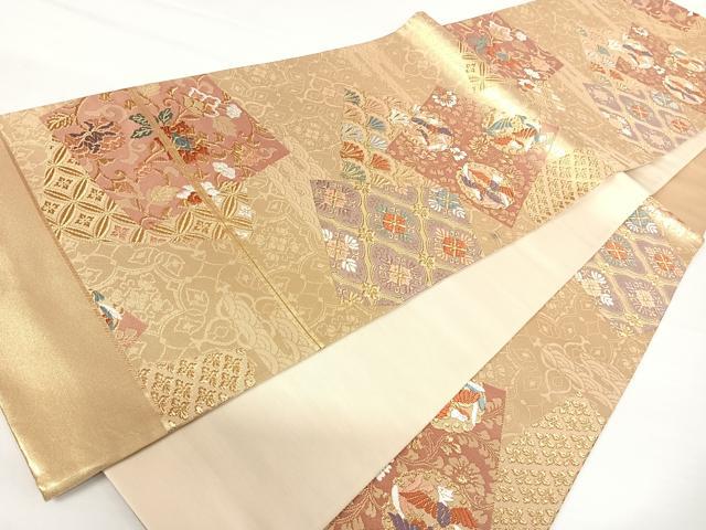 平和屋着物◎西陣 村山織物謹製 六通柄袋帯 唐織 更紗花鳥文 金糸 正絹 逸品 AABA2043yx