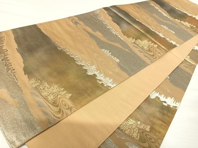 平和屋着物◎六通柄袋帯 流水文 金銀糸 引箔 正絹 逸品 AABA2069yx