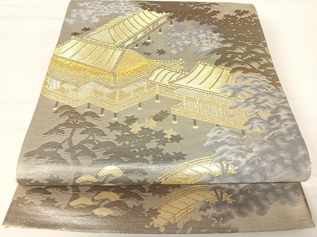 平和屋着物◎六通柄京袋帯 風景文 金銀糸 正絹 逸品 AABA2081yx