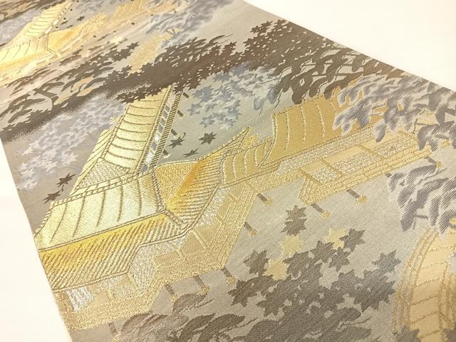 平和屋着物◎六通柄京袋帯 風景文 金銀糸 正絹 逸品 AABA2081yx