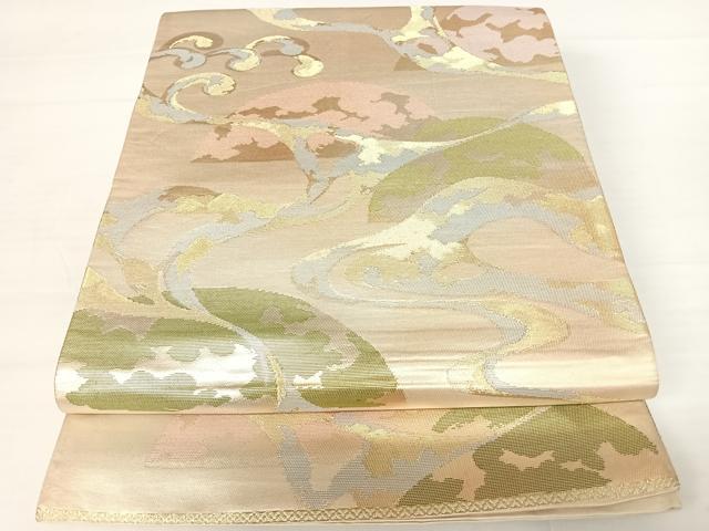 平和屋着物◎六通柄袋帯 霞文 金銀糸 正絹 逸品 AABA2129yx