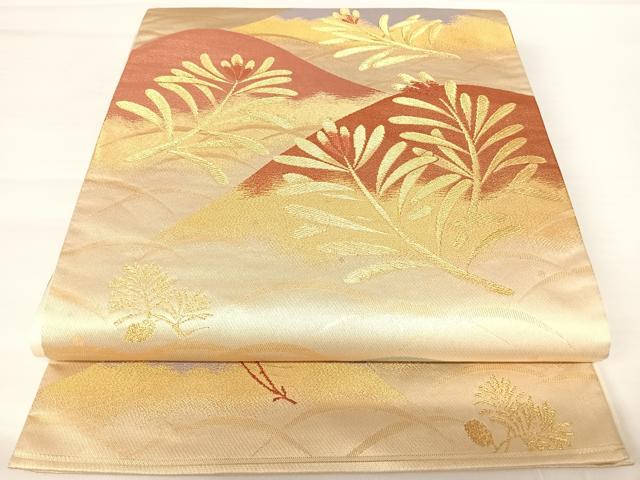 平和屋着物◎六通柄袋帯 松文 金糸 正絹 逸品 AABA2130yx
