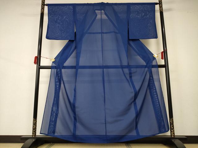 平和屋着物*夏物 色無地 絽 深縹色 洗える着物 AABA2269jd