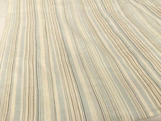 平和屋着物*夏物 本場小千谷ちぢみ 縞 反端付き 麻 逸品 AABA2505np