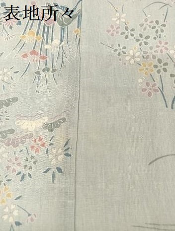 平和屋着物*夏物 小千谷ちぢみ 風景草花文 麻 逸品 未使用 AABA2508np