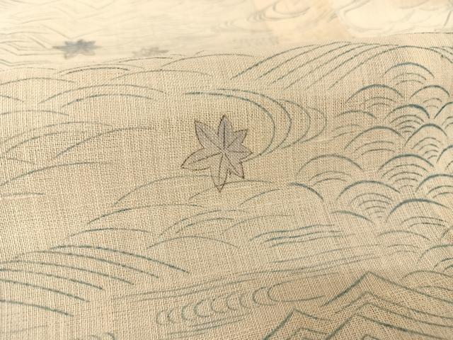 平和屋着物*夏物 生紬 竜田川 正絹 逸品 AABA2515np