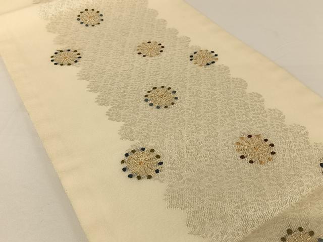 平和屋着物*夏物 九寸開き名古屋帯 舞花文 金糸 正絹 逸品 AABA2539np