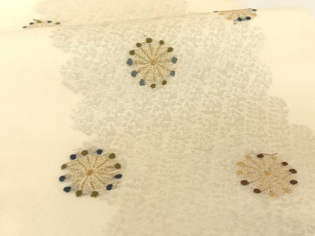 平和屋着物*夏物 九寸開き名古屋帯 舞花文 金糸 正絹 逸品 AABA2539np