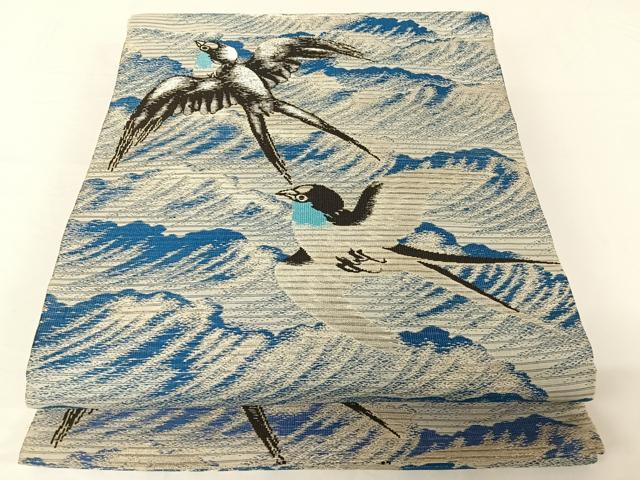 平和屋着物*夏物 アンティーク 大正ロマン 丸帯 燕 銀糸 正絹 逸品 AABA2548np