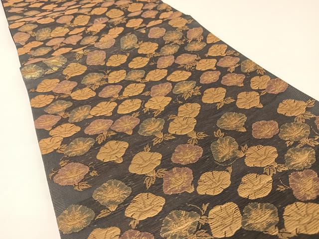 平和屋着物*夏物 全通柄袋帯 朝顔 金糸 正絹 逸品 AABA2551np