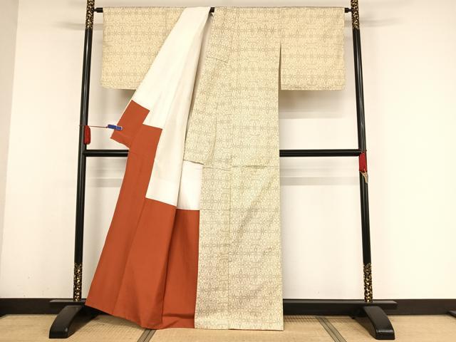 平和屋着物●本場大島紬 白大島 花繋ぎ 正絹 逸品 AABA2643np