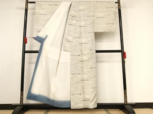 平和屋着物●上質な紬 110亀甲 遠山文 正絹 逸品 AABA2665np