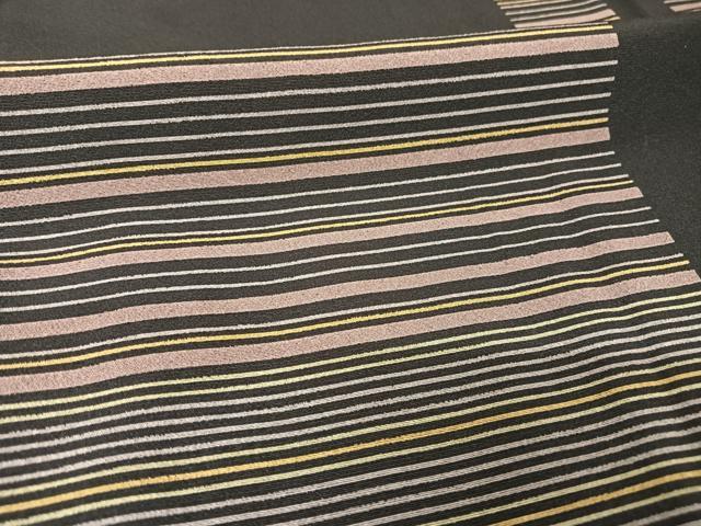 平和屋着物●上質な小紋 縞 正絹 逸品 AABA2671np
