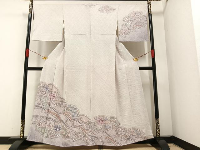 平和屋着物●名門 藤娘きぬたや・総絞り 訪問着 地紙花文 正絹 逸品 AABA2710ph