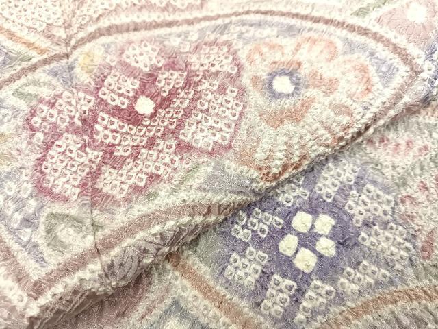平和屋着物●名門 藤娘きぬたや・総絞り 訪問着 地紙花文 正絹 逸品 AABA2710ph