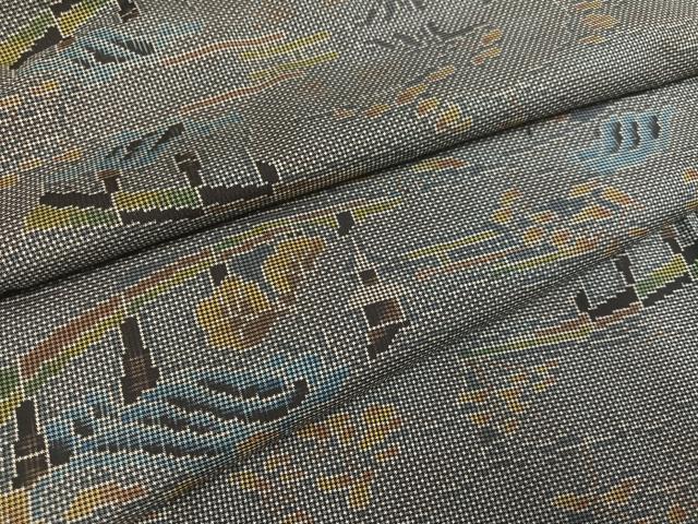 平和屋着物●本場大島紬 一元絣 風景文 正絹 逸品 未使用 AABA2713ph