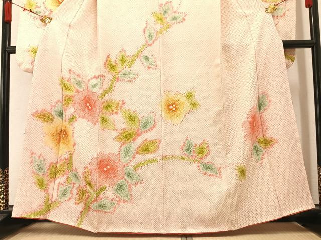 平和屋着物●豪華振袖 絞り 枝花文 正絹 逸品 AABA2737ph