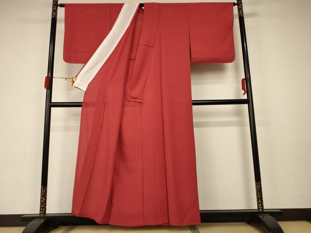 平和屋着物*夏物 色無地 絽 紅海老茶色 正絹 逸品 AABA2800jd