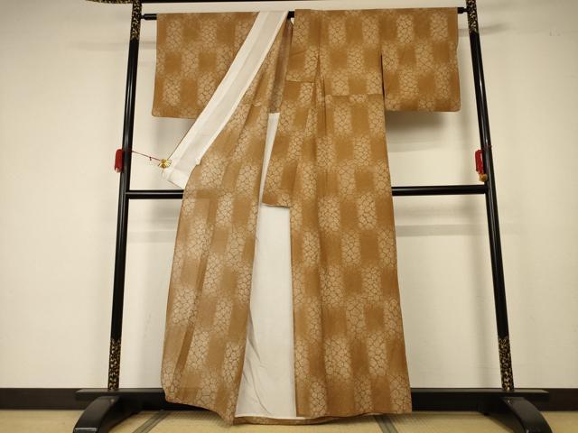 平和屋着物*夏物 小紋 絽 市松文様 正絹 逸品 AABA2818jd