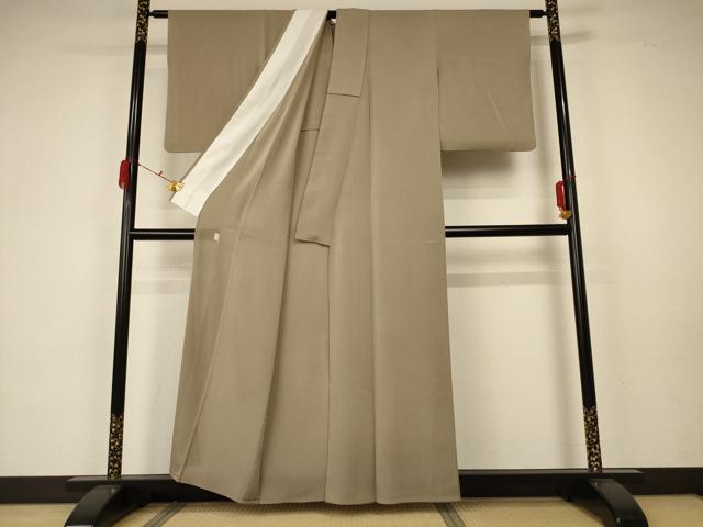平和屋着物*夏物 色無地 絽 作家物 肥後煤竹色 反端付き 正絹 逸品 AABA2848jd
