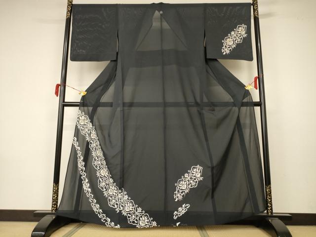 平和屋着物*夏物 訪問着 絽 幾何学花文 金彩 正絹 逸品 AABA2877jd