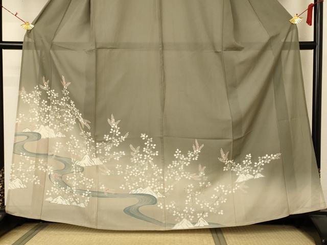 平和屋着物*夏物 訪問着 絽 流水草花文 正絹 逸品 AABA2905jd