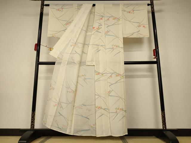 平和屋着物*夏物 小紋 絽 草花文 正絹 逸品 AABA2910jd
