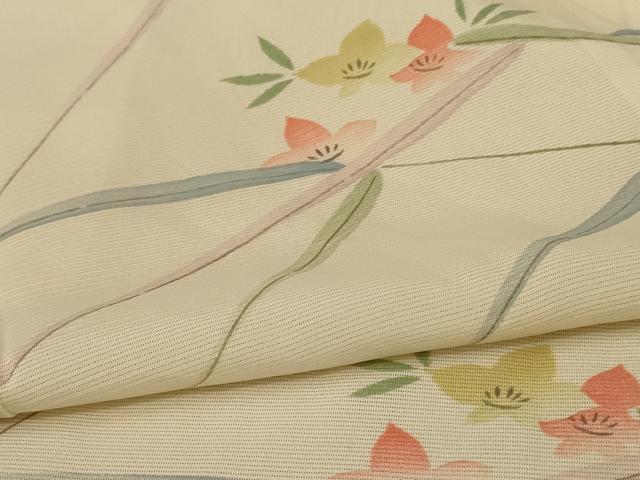 平和屋着物*夏物 小紋 絽 草花文 正絹 逸品 AABA2910jd
