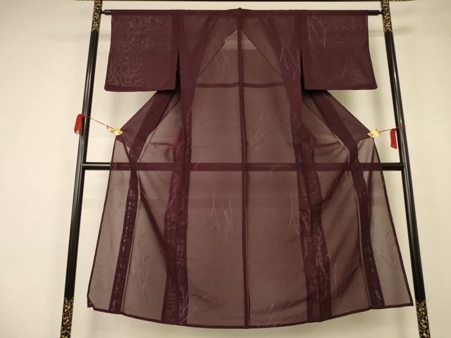 平和屋着物*夏物 小紋 紗 草葉文 正絹 逸品 AABA2918jd