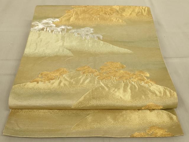 平和屋着物◎六通柄袋帯 風景松文 金銀糸 正絹 逸品 AABA3243ou