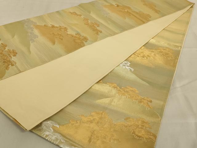 平和屋着物◎六通柄袋帯 風景松文 金銀糸 正絹 逸品 AABA3243ou