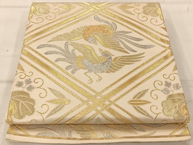 平和屋着物◎六通柄袋帯 鳳凰花文 金銀糸 正絹 逸品 AABA3699tn