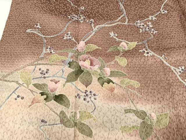 平和屋着物●訪問着 絞り 枝花文 暈し染め 正絹 逸品 AABA3813ph