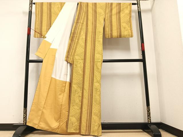平和屋着物●結城紬 吉祥舞扇間道 正絹 逸品 AABA4292ph