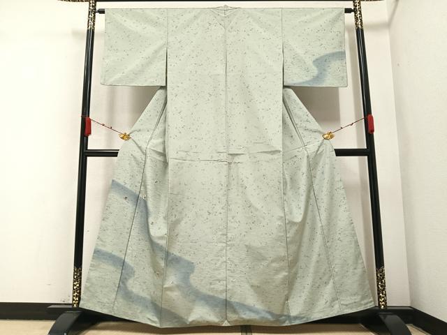 平和屋着物●本場染大島紬 訪問着 刺繍 草花丸文 暈し染め 金彩 正絹 逸品 AABA4311ph