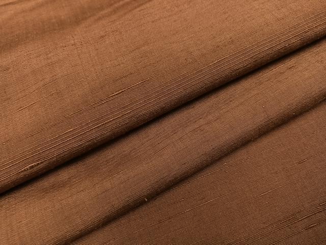 平和屋着物●上質な紬 色無地 胡桃色 正絹 逸品 AABA4332ph