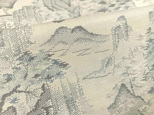 平和屋着物●本場大島紬 白大島 カタス9マルキ 風景樹林文 正絹 逸品 AABA4335ph
