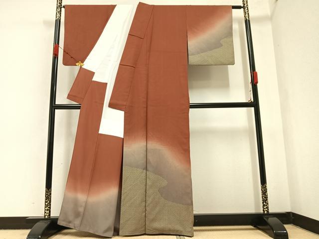 平和屋着物●訪問着 流水花文 暈し染め 正絹 逸品 AABA4356ph