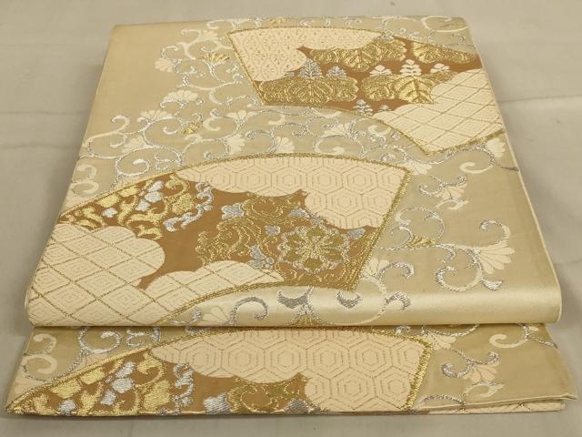 平和屋着物◎六通柄袋帯 更紗花文 金銀糸 正絹 逸品 AABA4394ou