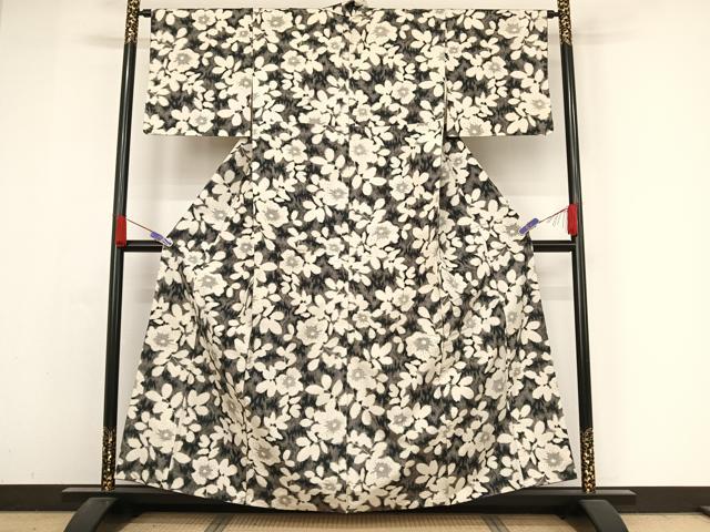 平和屋着物●上質な紬 花尽くし 正絹 逸品 AABA4535np