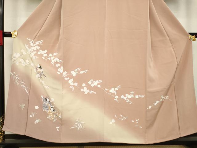 平和屋着物●訪問着 友禅 女人花文 暈し染め 反端付き 正絹 逸品 AABA4605ck