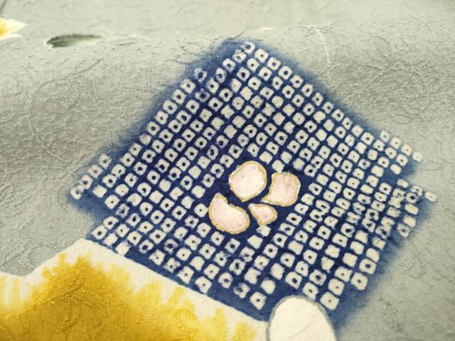 平和屋着物●訪問着 友禅 松皮菱吉祥花文 金彩 正絹 逸品 AABA4640ck